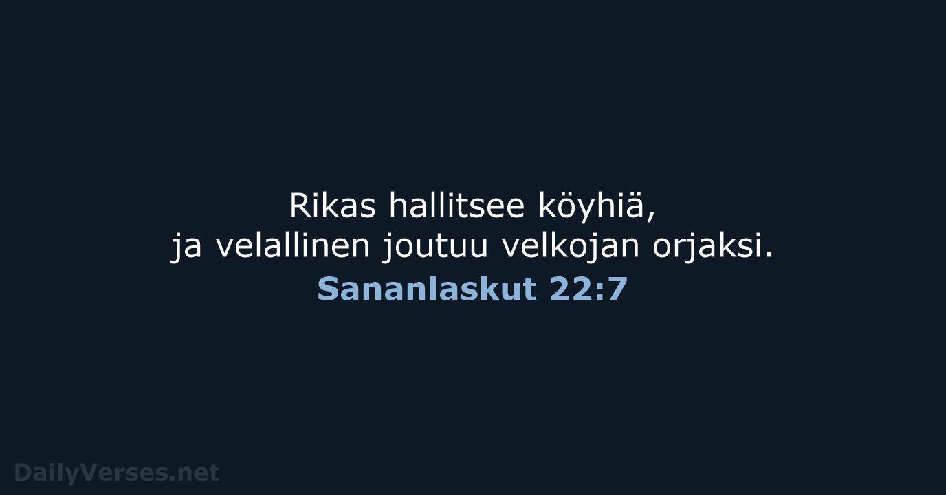 Sananlaskut 22:7 - KR38