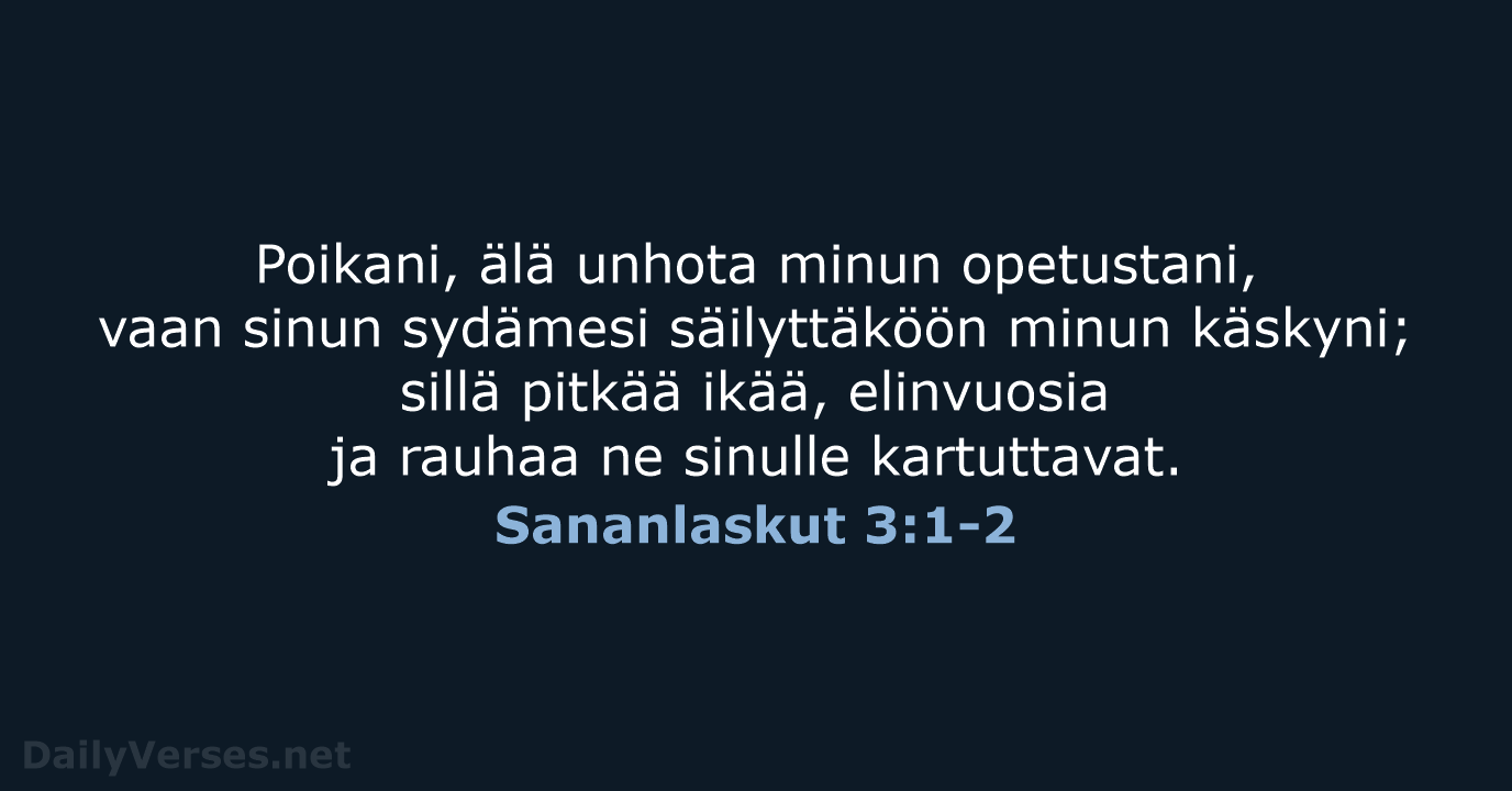 Sananlaskut 3:1-2 - KR38