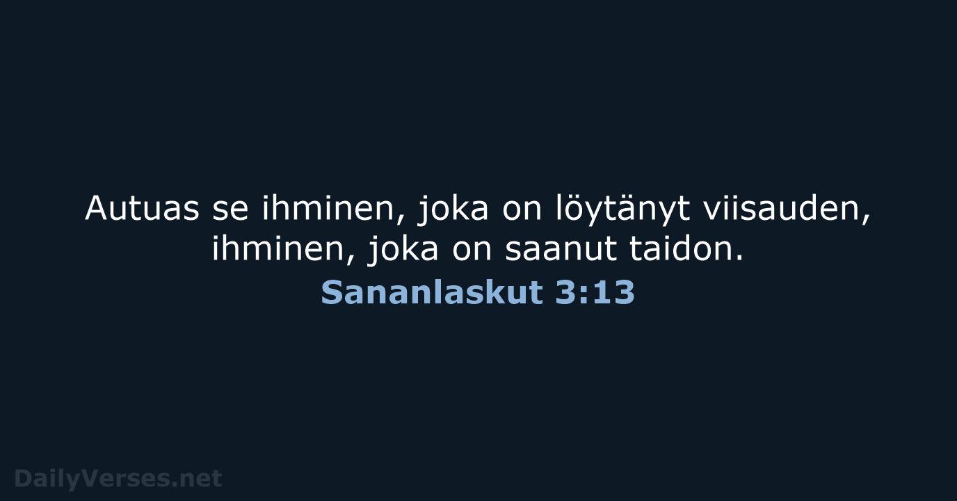 Sananlaskut 3:13 - KR38