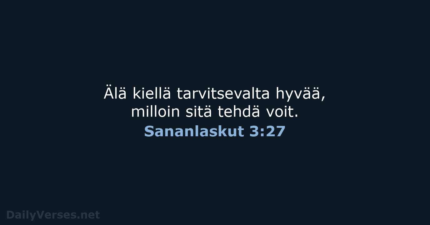 Sananlaskut 3:27 - KR38