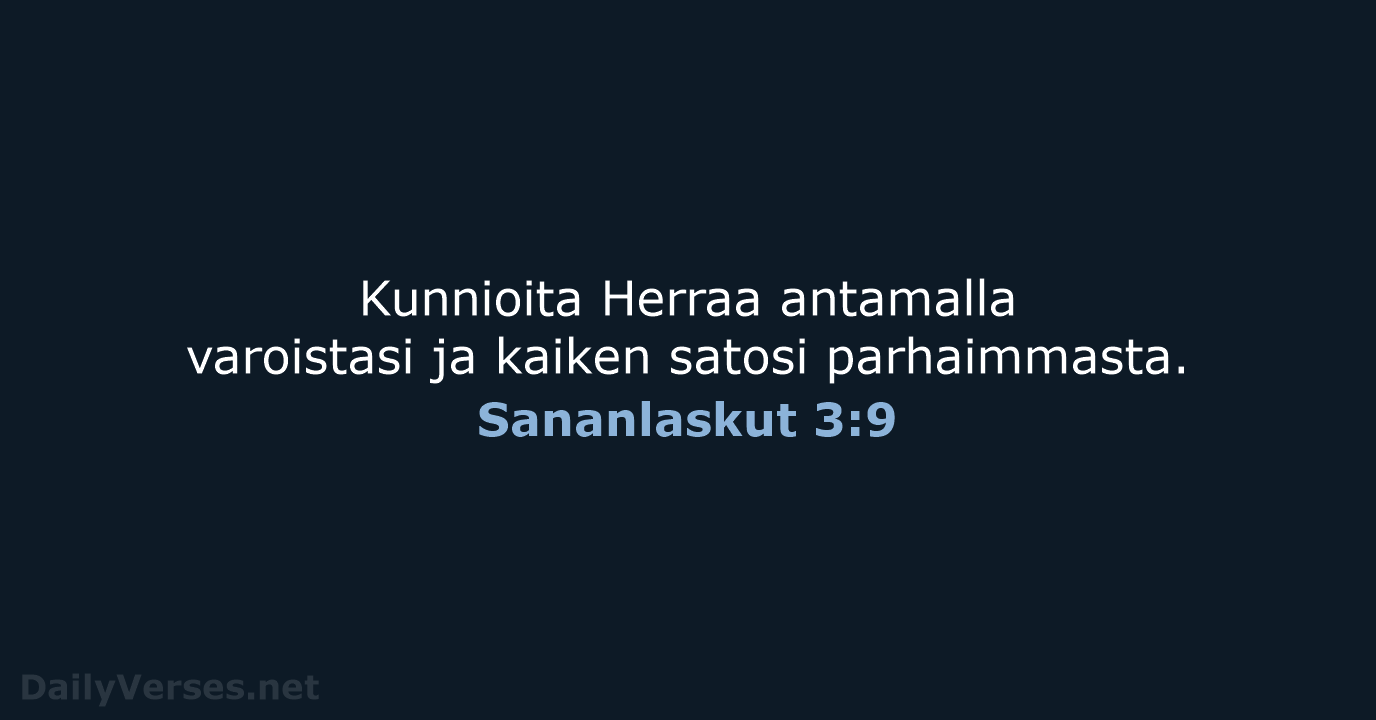 Sananlaskut 3:9 - KR38