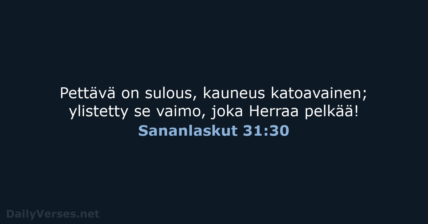 Sananlaskut 31:30 - KR38