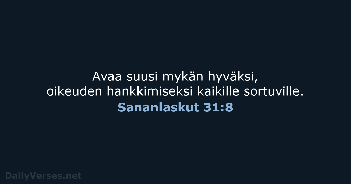 Sananlaskut 31:8 - KR38