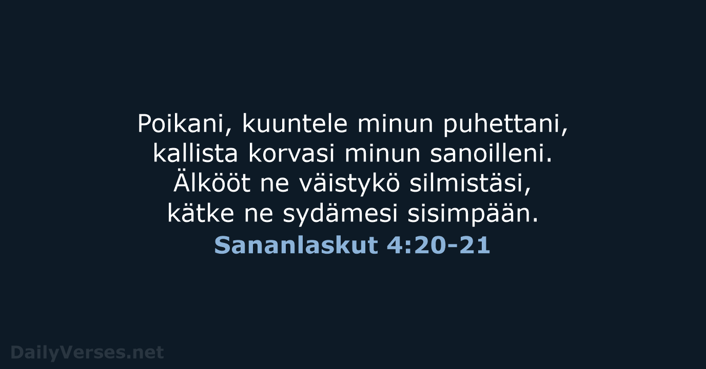 Sananlaskut 4:20-21 - KR38