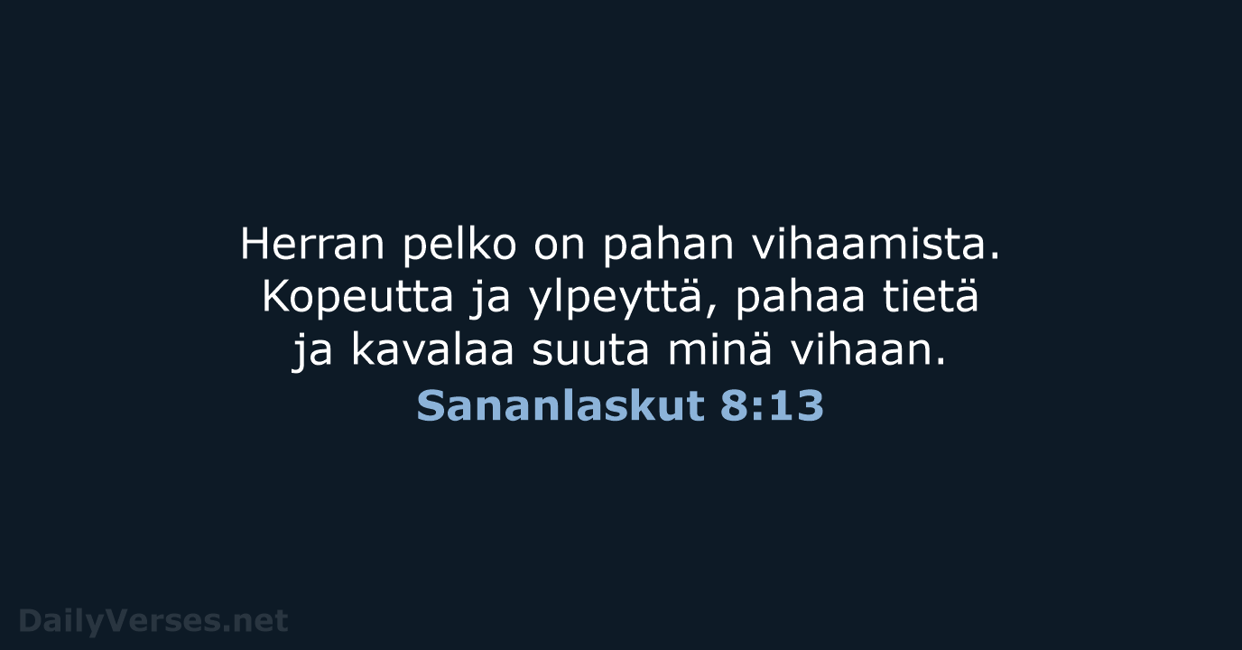 Sananlaskut 8:13 - KR38