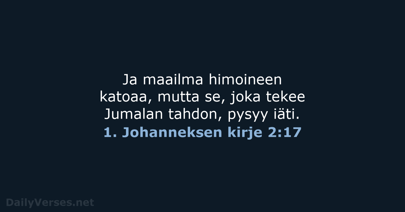 1. Johanneksen kirje 2:17 - KR92