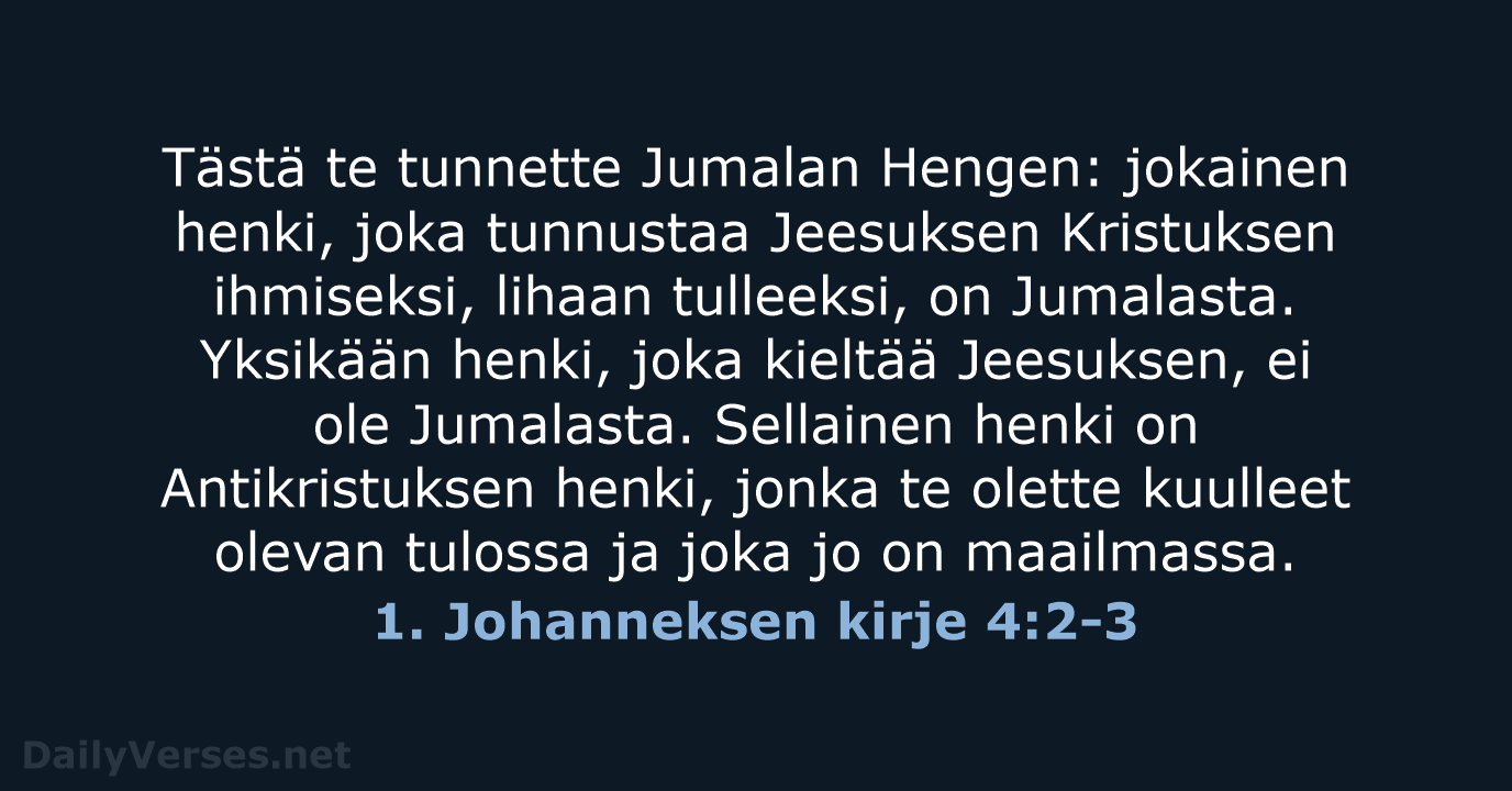 1. Johanneksen kirje 4:2-3 - KR92