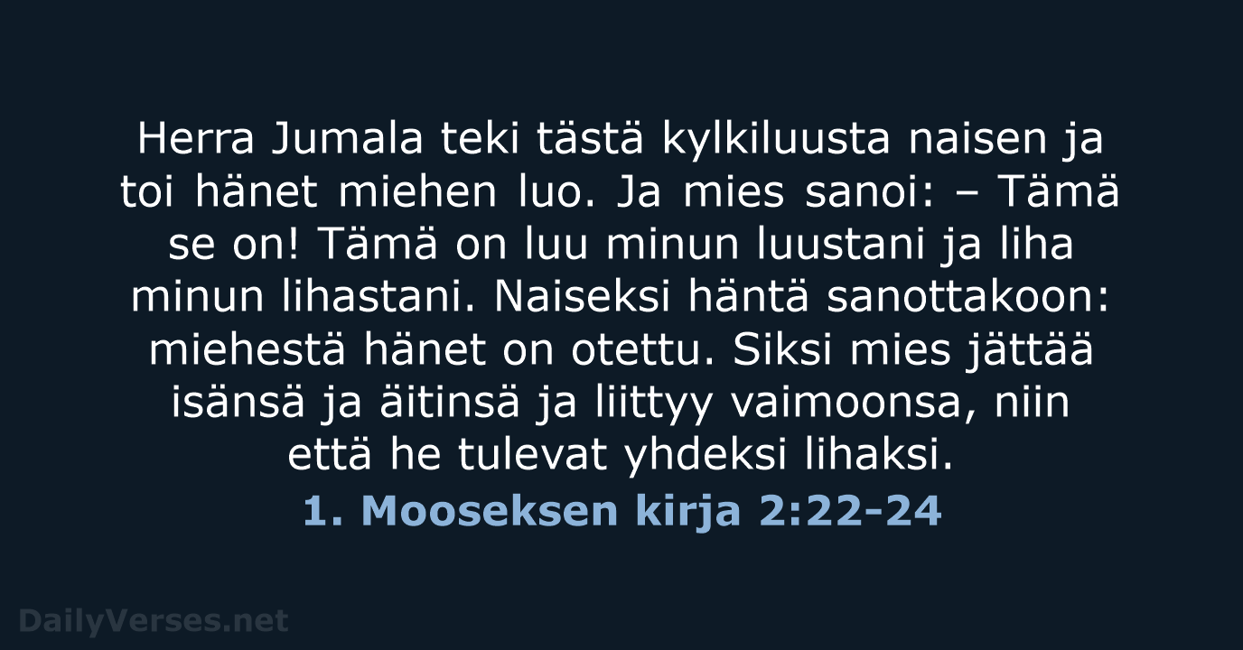 1. Mooseksen kirja 2:22-24 - KR92
