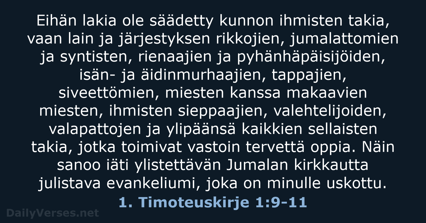 1. Timoteuskirje 1:9-11 - KR92