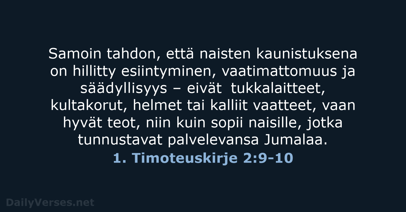 1. Timoteuskirje 2:9-10 - KR92