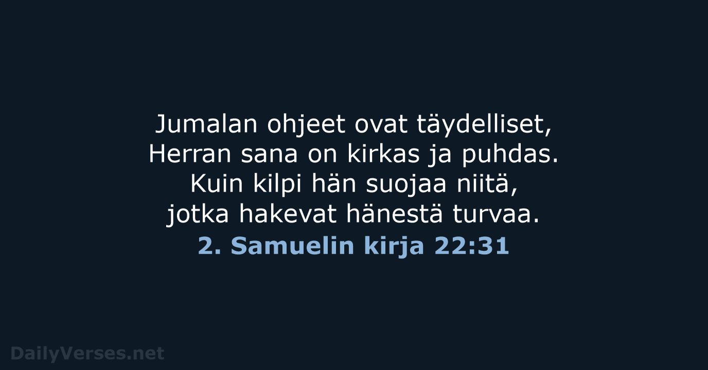 2. Samuelin kirja 22:31 - KR92