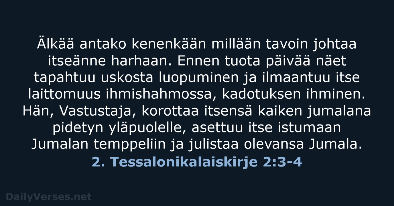 2. Tessalonikalaiskirje 2:3-4 - KR92