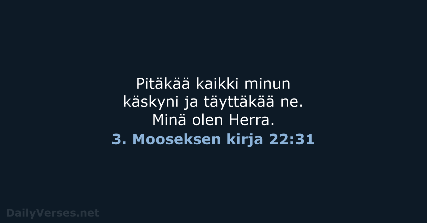 3. Mooseksen kirja 22:31 - KR92