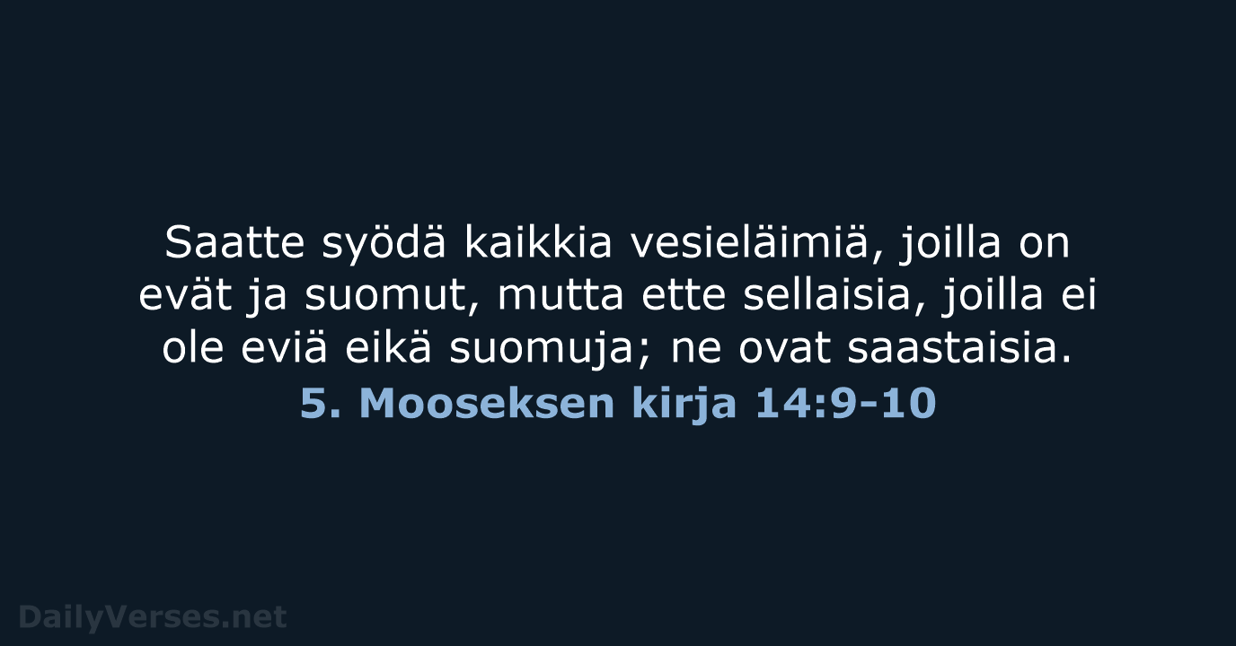 5. Mooseksen kirja 14:9-10 - KR92