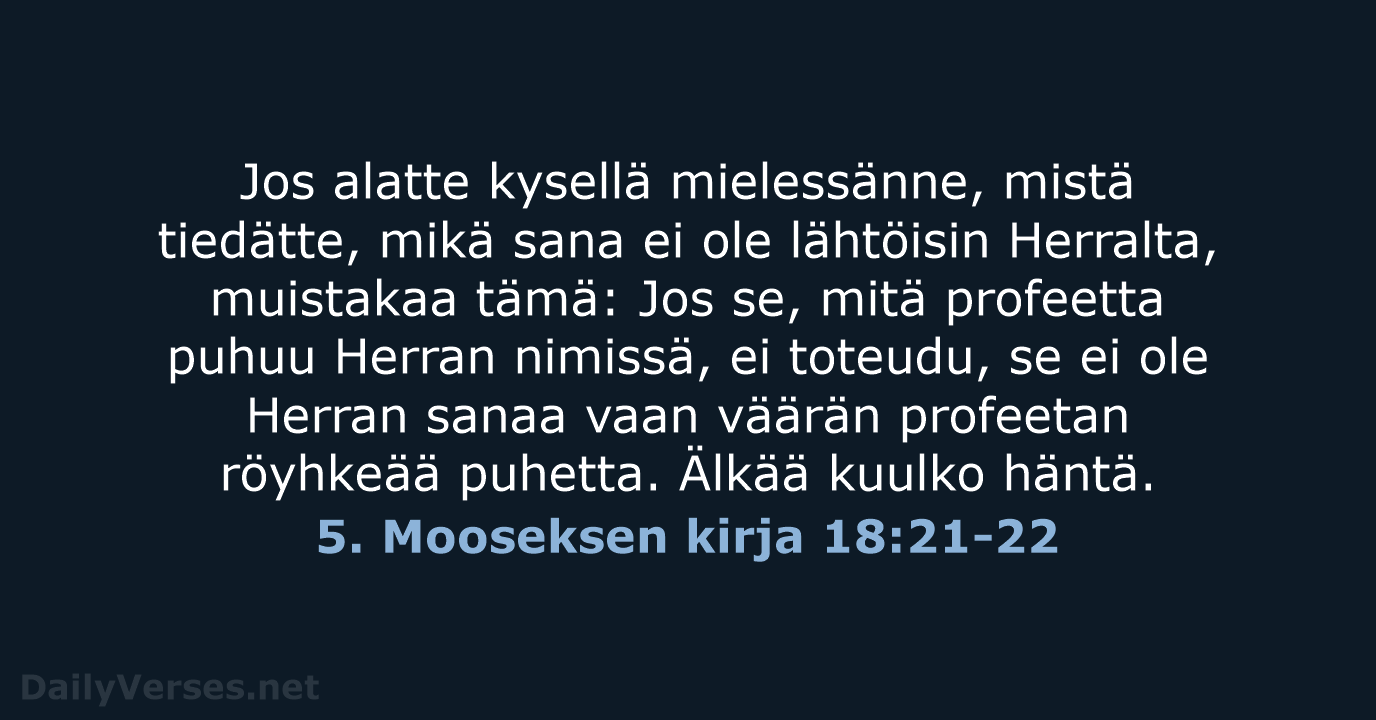 5. Mooseksen kirja 18:21-22 - KR92