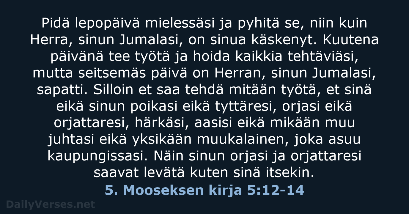 5. Mooseksen kirja 5:12-14 - KR92