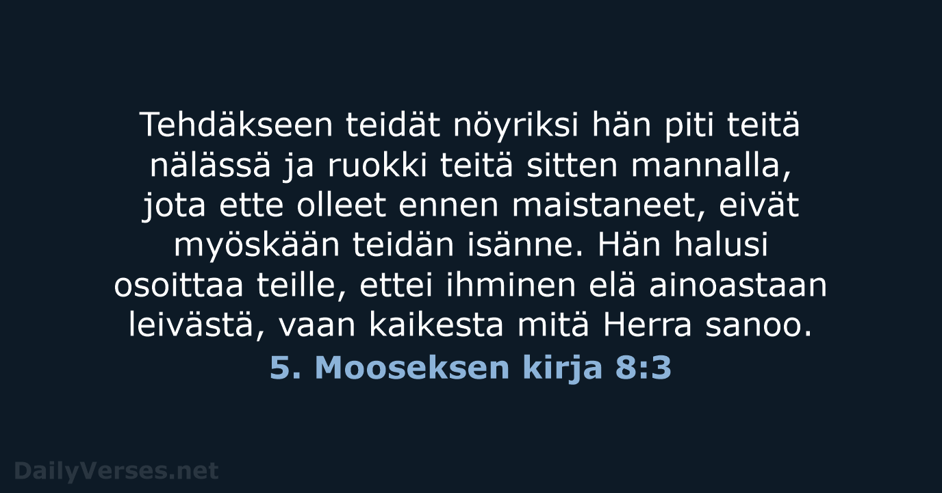 5. Mooseksen kirja 8:3 - KR92