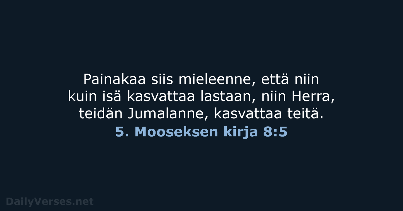 5. Mooseksen kirja 8:5 - KR92