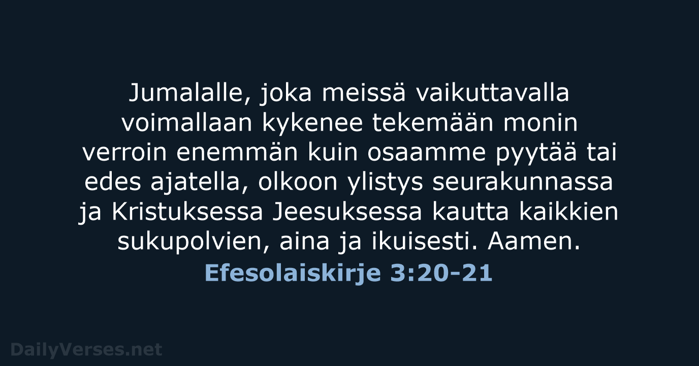 Efesolaiskirje 3:20-21 - KR92