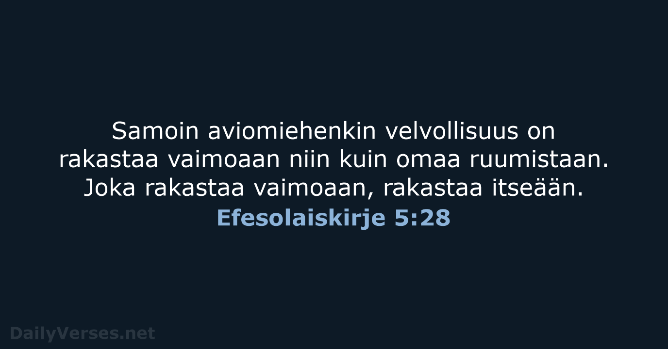 Efesolaiskirje 5:28 - KR92