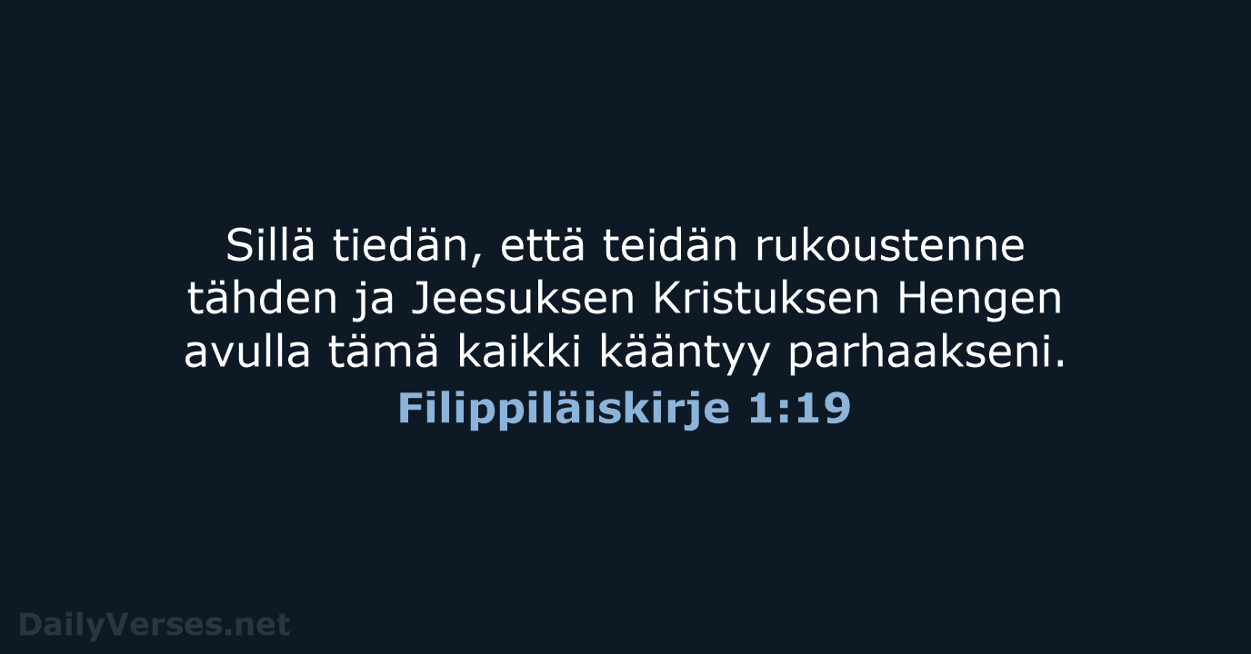 Filippiläiskirje 1:19 - KR92