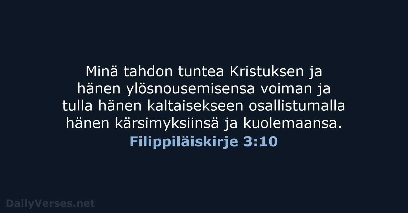 Filippiläiskirje 3:10 - KR92