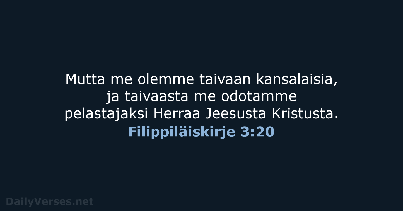 Filippiläiskirje 3:20 - KR92