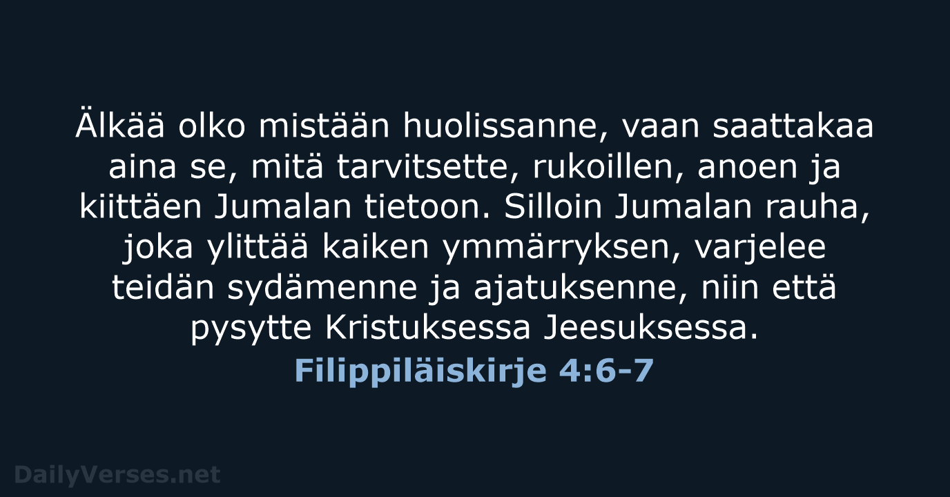 Filippiläiskirje 4:6-7 - KR92
