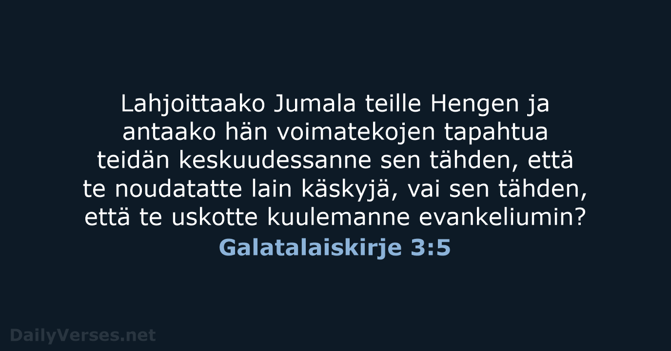 Galatalaiskirje 3:5 - KR92