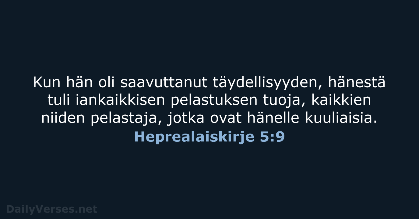 Heprealaiskirje 5:9 - KR92