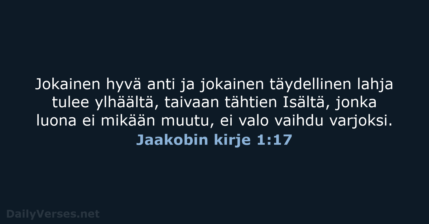 Jaakobin kirje 1:17 - KR92