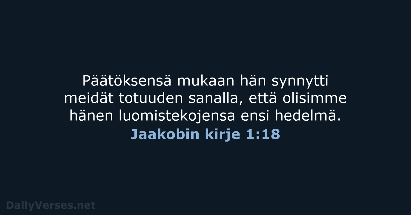 Jaakobin kirje 1:18 - KR92