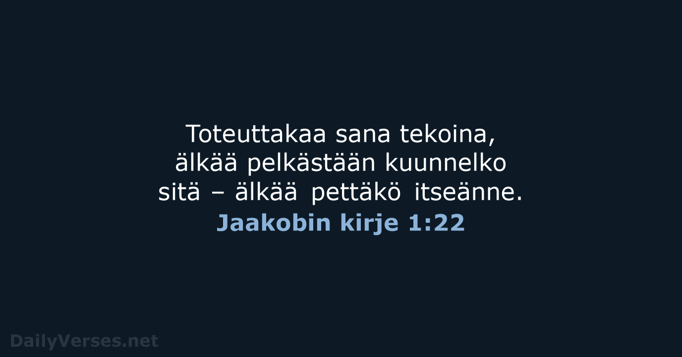 Jaakobin kirje 1:22 - KR92