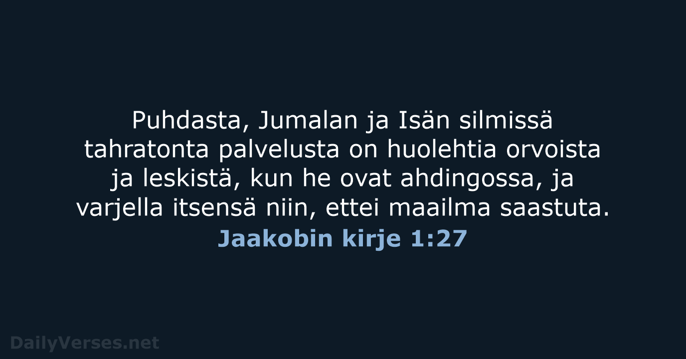 Jaakobin kirje 1:27 - KR92