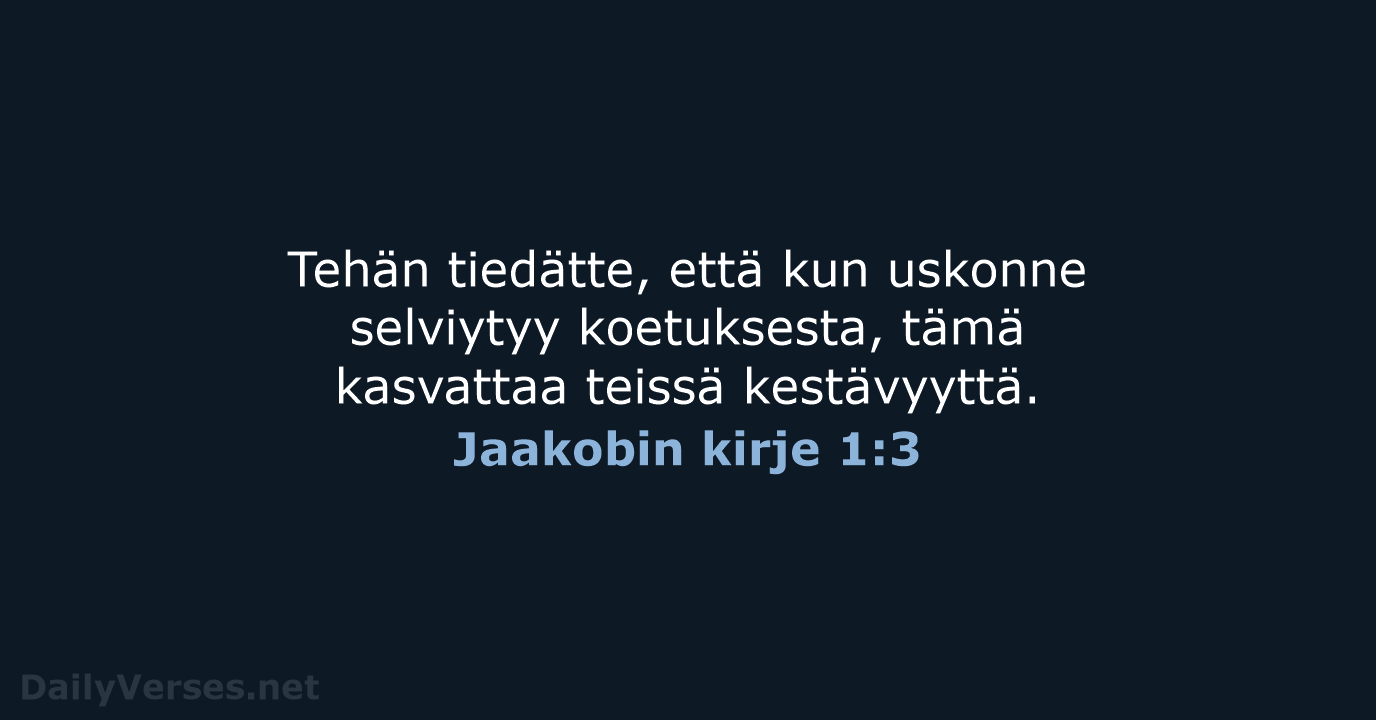 Jaakobin kirje 1:3 - KR92