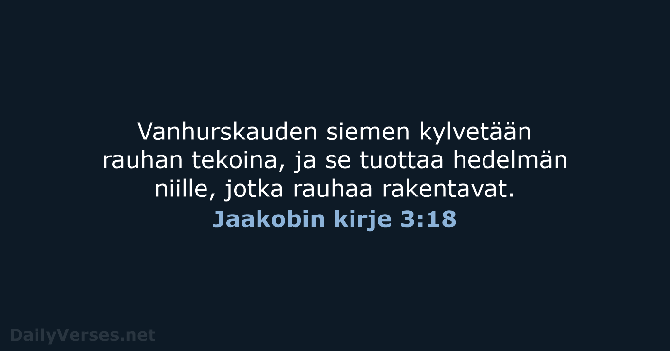Jaakobin kirje 3:18 - KR92