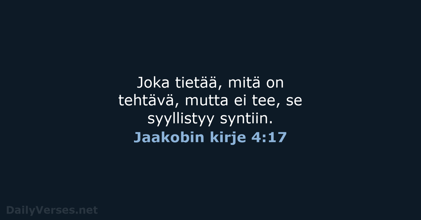 Jaakobin kirje 4:17 - KR92