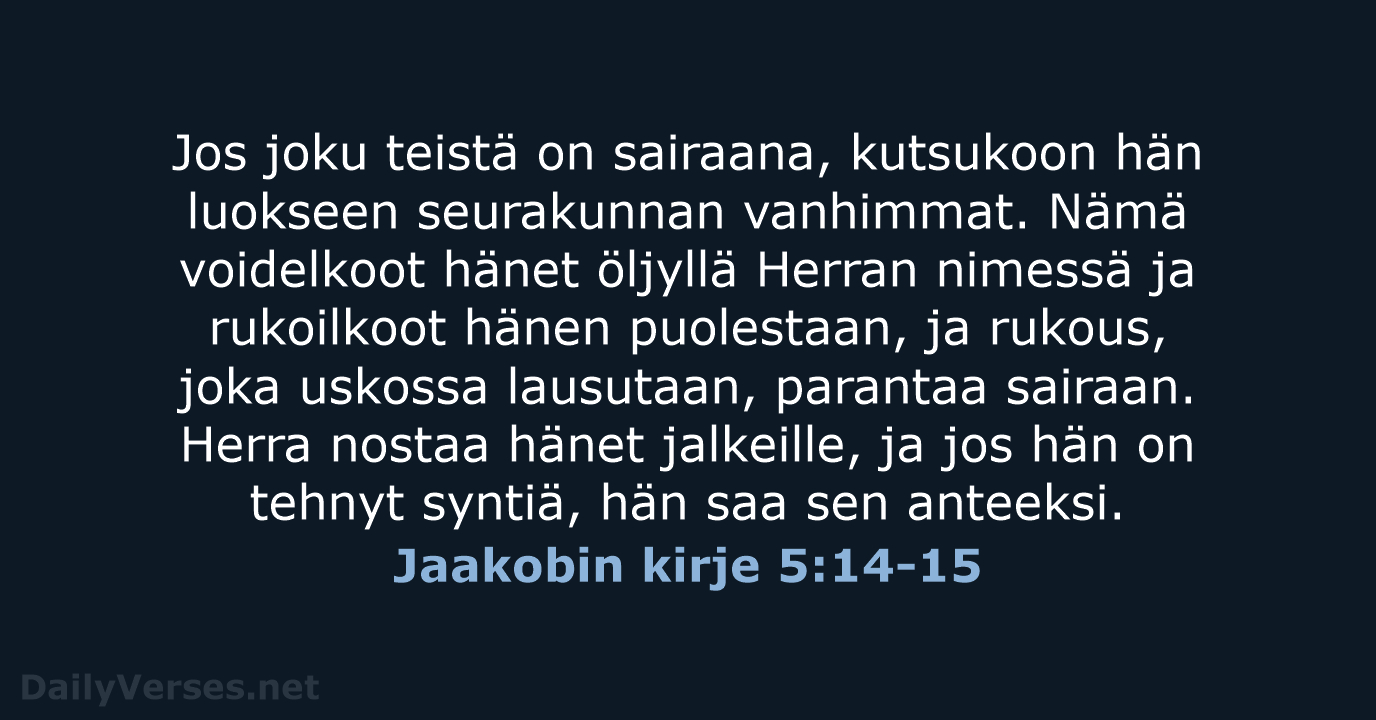 Jaakobin kirje 5:14-15 - KR92
