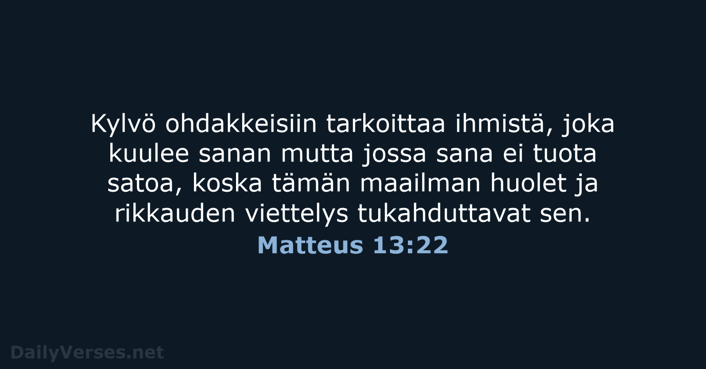 Matteus 13:22 - KR92