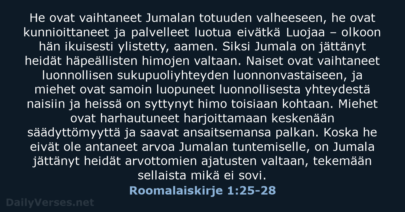 Roomalaiskirje 1:25-28 - KR92