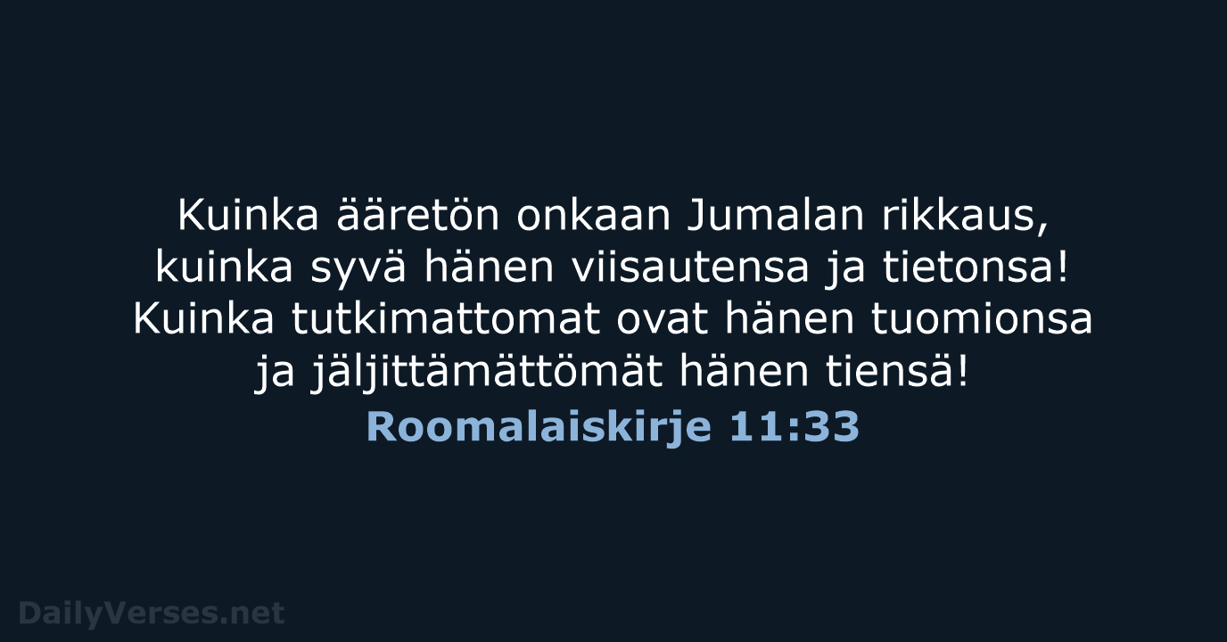 Roomalaiskirje 11:33 - KR92