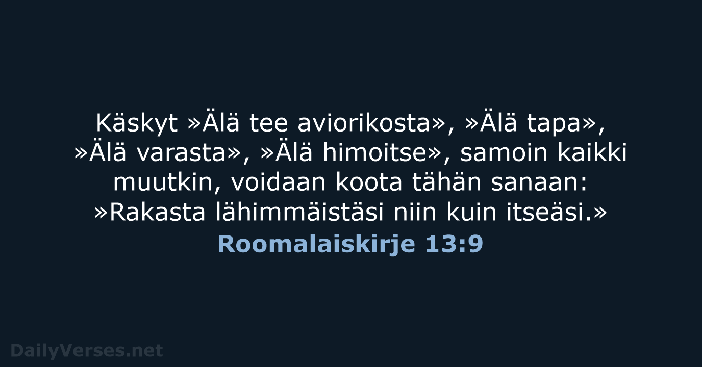 Roomalaiskirje 13:9 - KR92