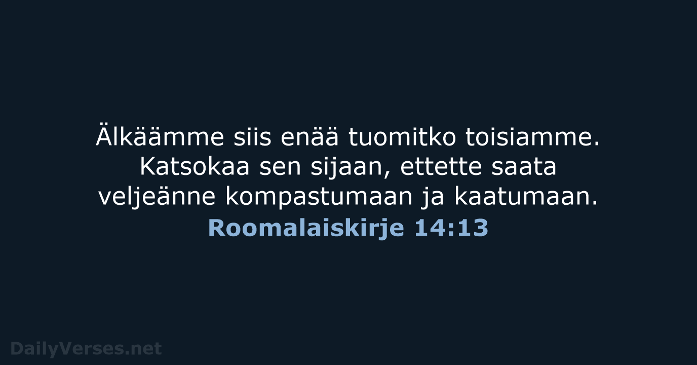 Roomalaiskirje 14:13 - KR92