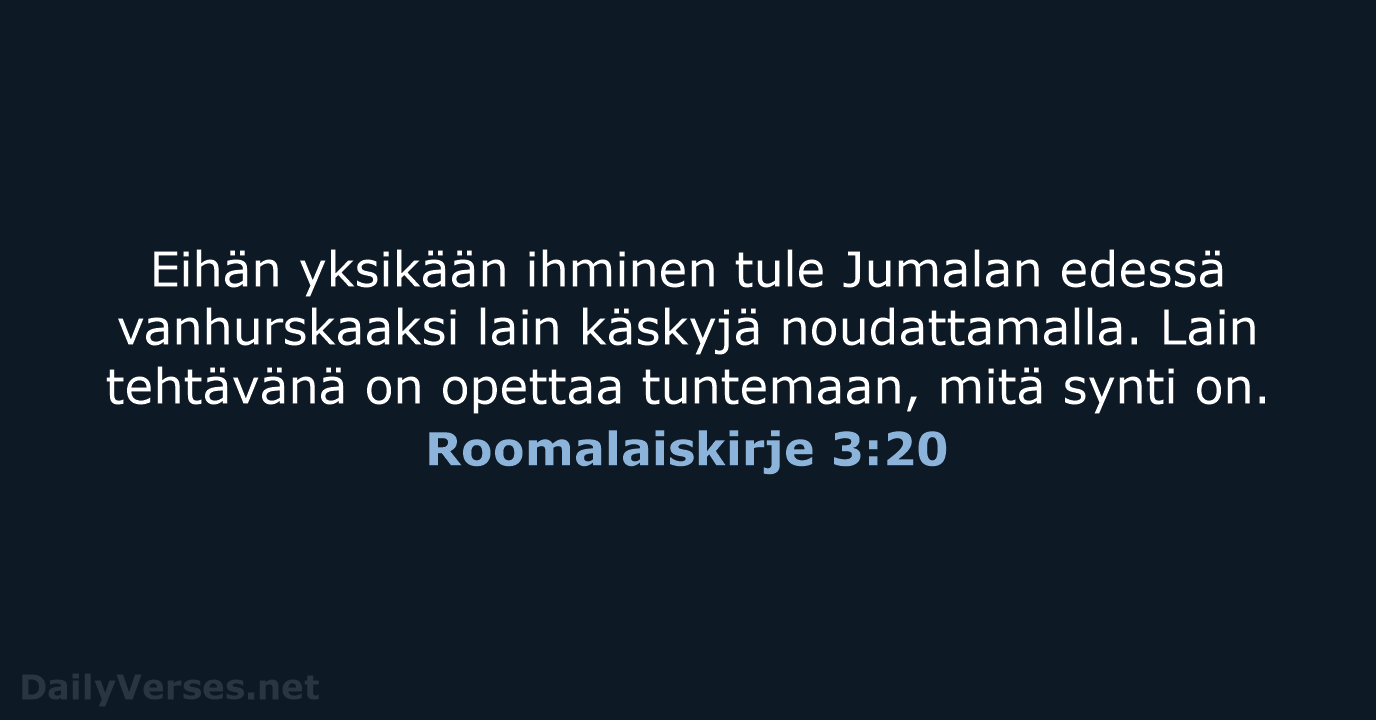 Roomalaiskirje 3:20 - KR92