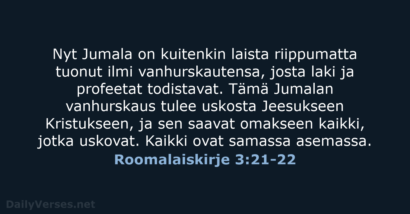Roomalaiskirje 3:21-22 - KR92