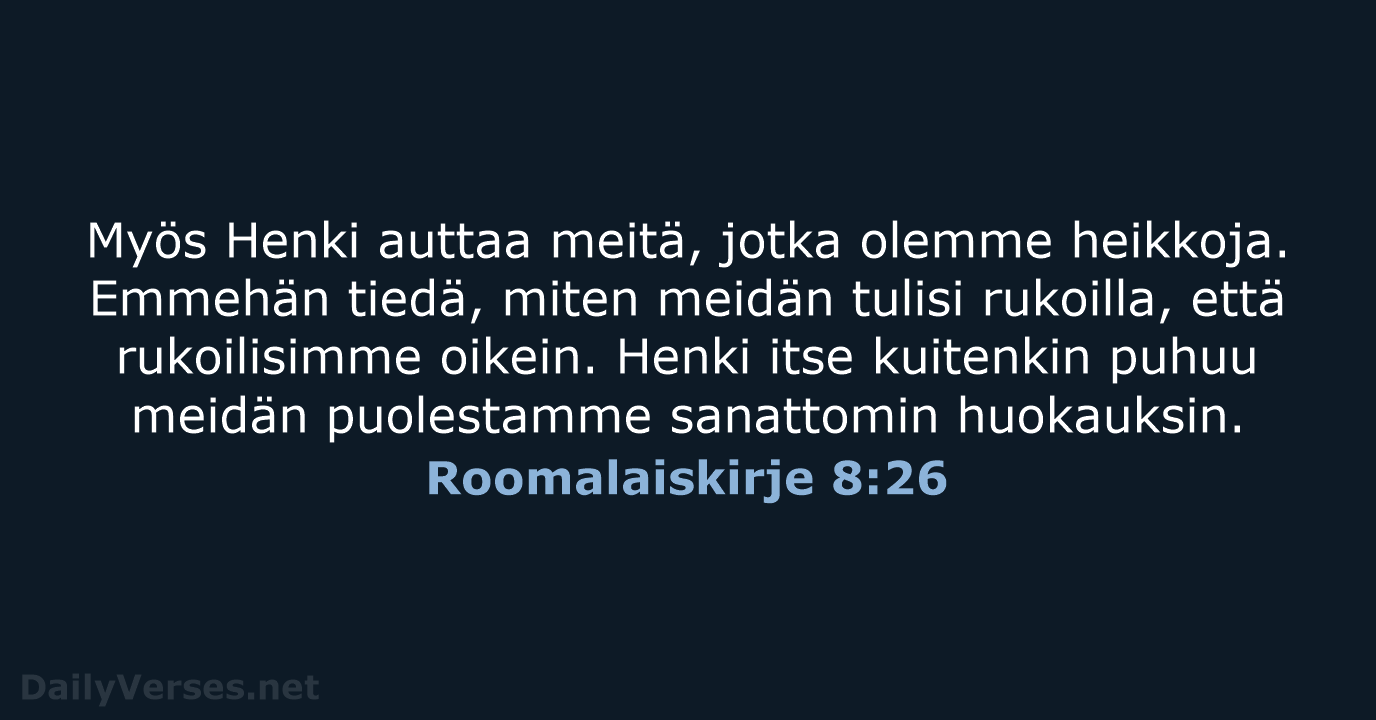 Roomalaiskirje 8:26 - KR92