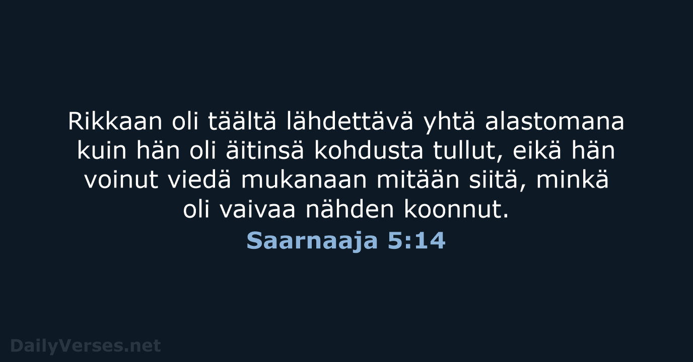 Saarnaaja 5:14 - KR92
