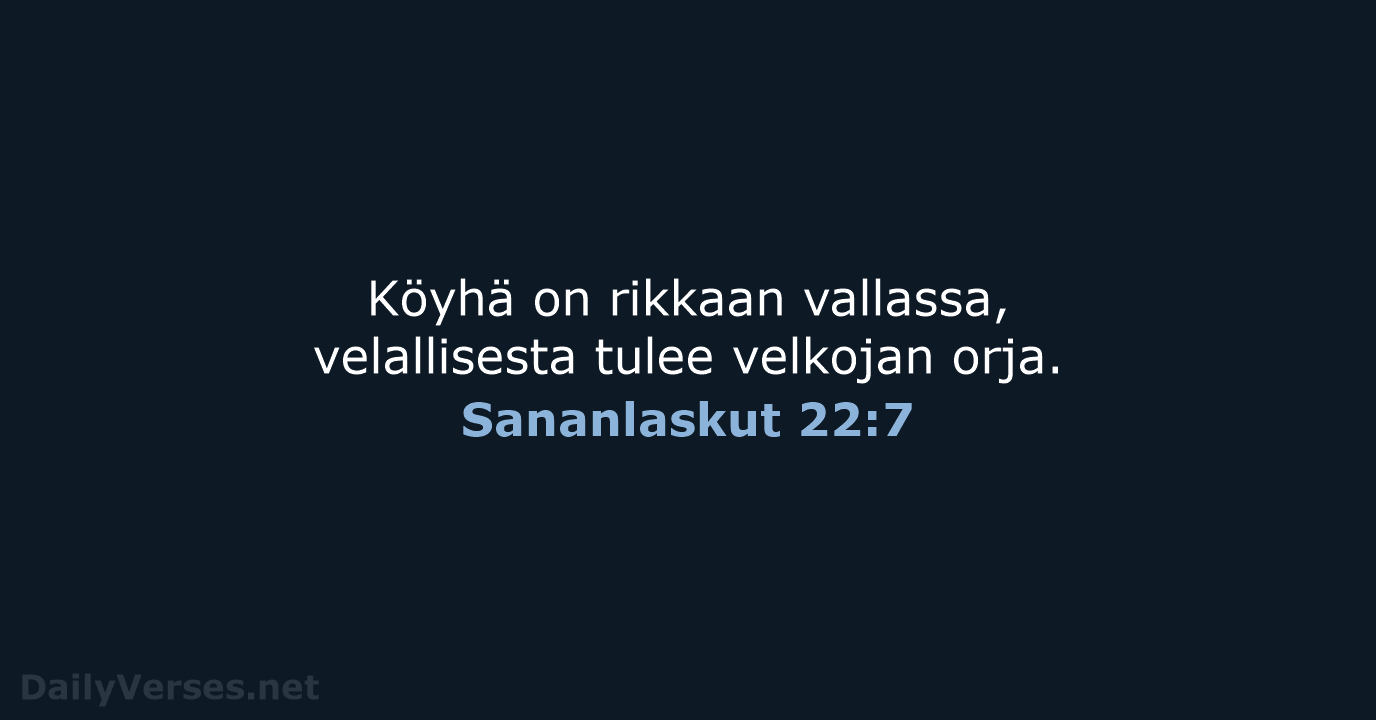 Sananlaskut 22:7 - KR92