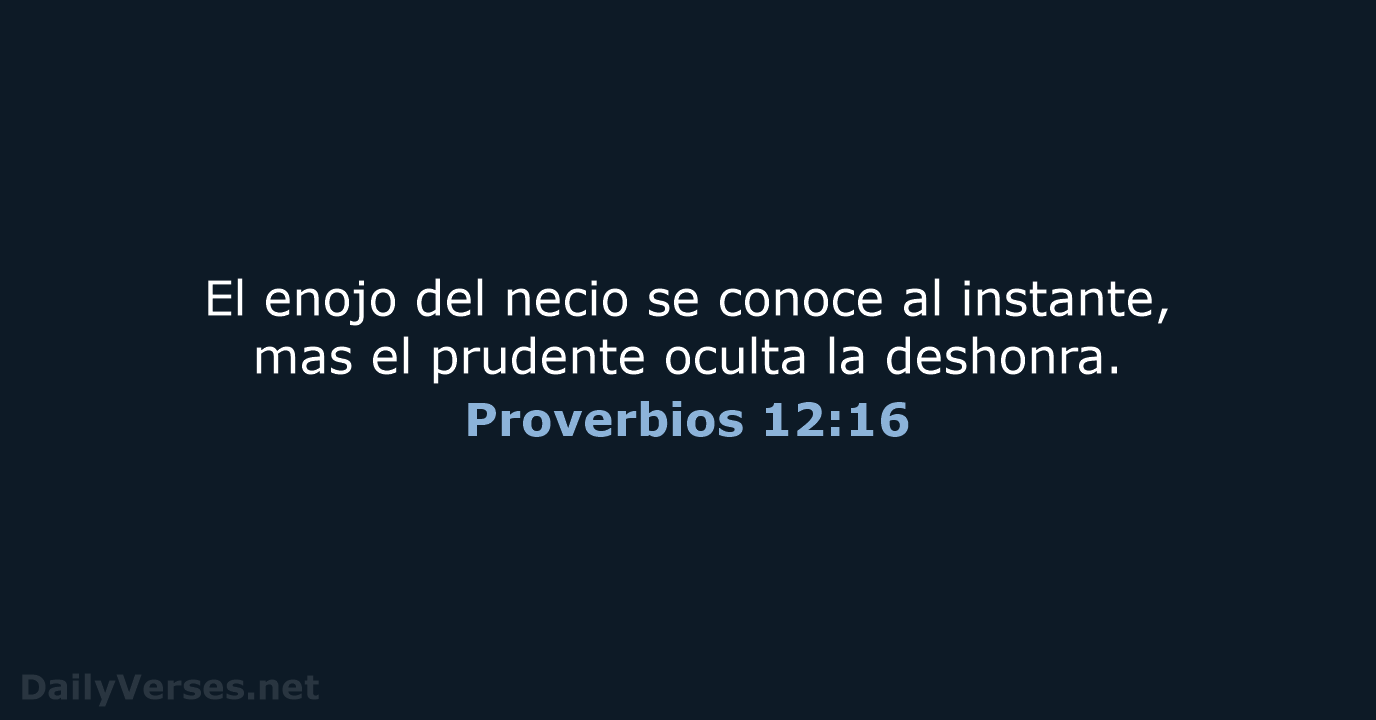 El enojo del necio se conoce al instante, mas el prudente oculta la deshonra. Proverbios 12:16