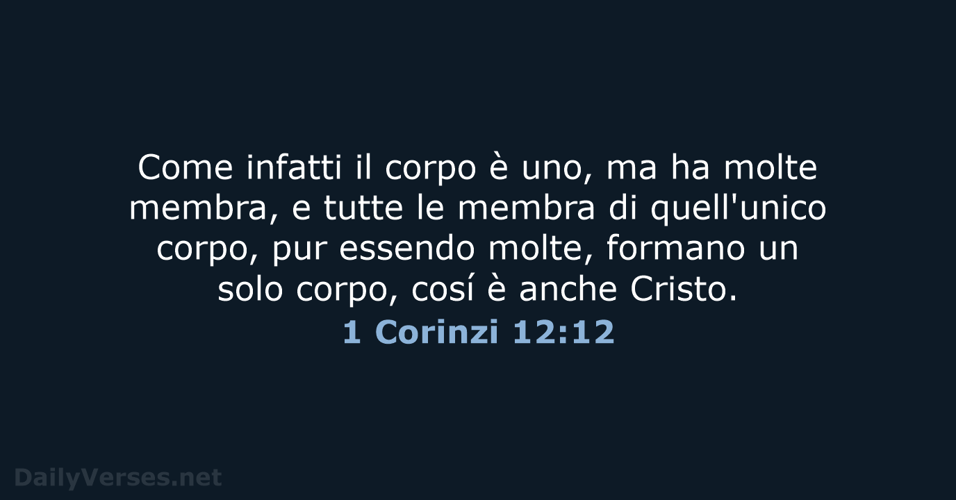 Come infatti il corpo è uno, ma ha molte membra, e tutte… 1 Corinzi 12:12